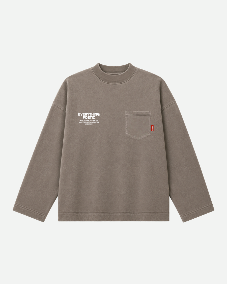 POCKET BROWN CREWNECK