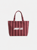 BURGUNDY STRIPED TOTE BAG