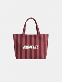 BURGUNDY STRIPED TOTE BAG