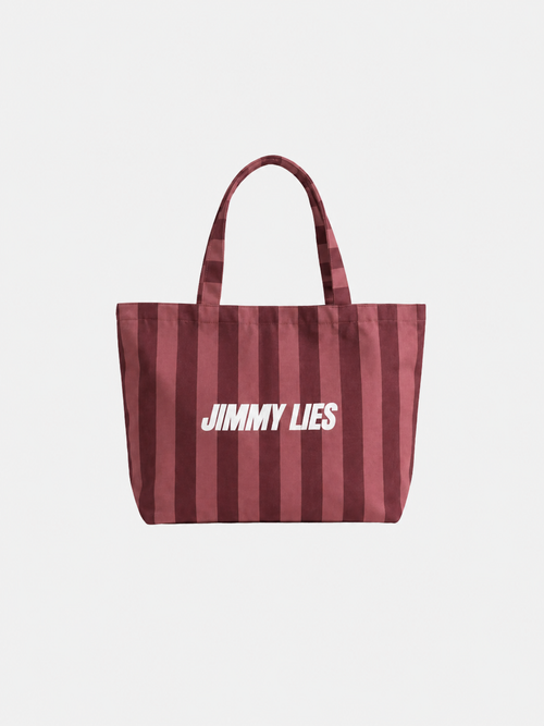 BURGUNDY STRIPED TOTE BAG