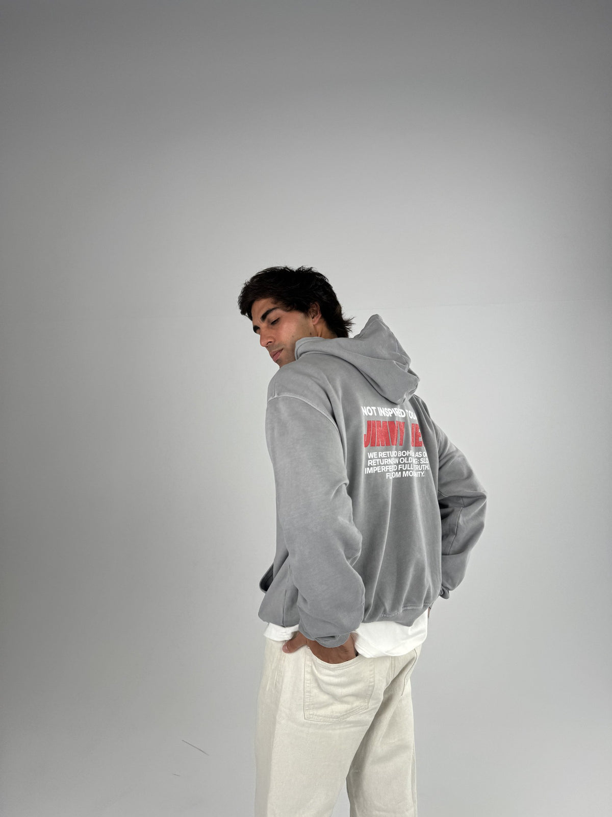 LIGHT GREY RETRO HOODIE